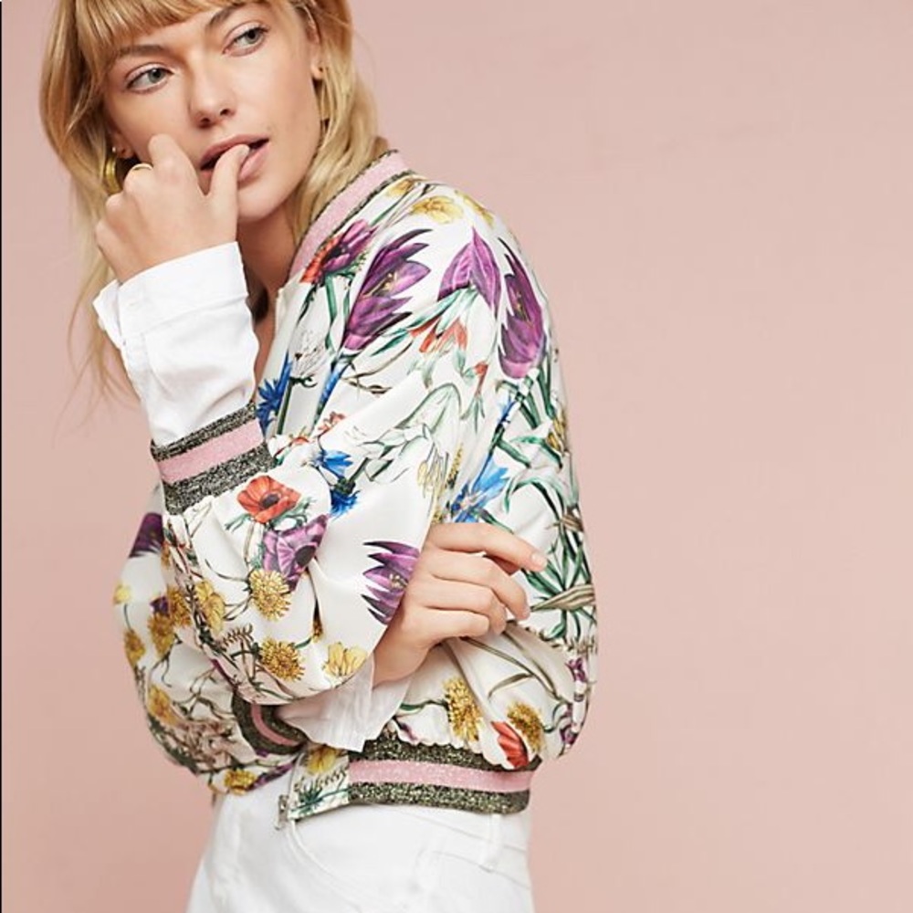 Anthropologie flower bomber jacket